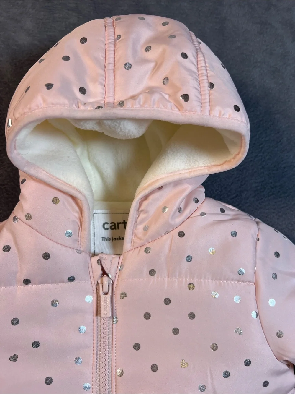 Carter's Light Pink Metallic Dot Infant Bunting with Hood